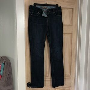 Paige Hidden Hills straight leg mid-rise dark wash denim jeans size 28